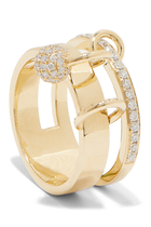 Double Piercing Ring, 14k Yellow Gold, & Diamond